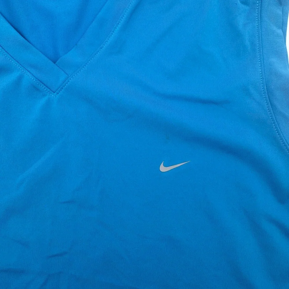 Nike Team Women Blue Athletic Tank Top Sleeveless V-Neck Training Shirt XL 16-18